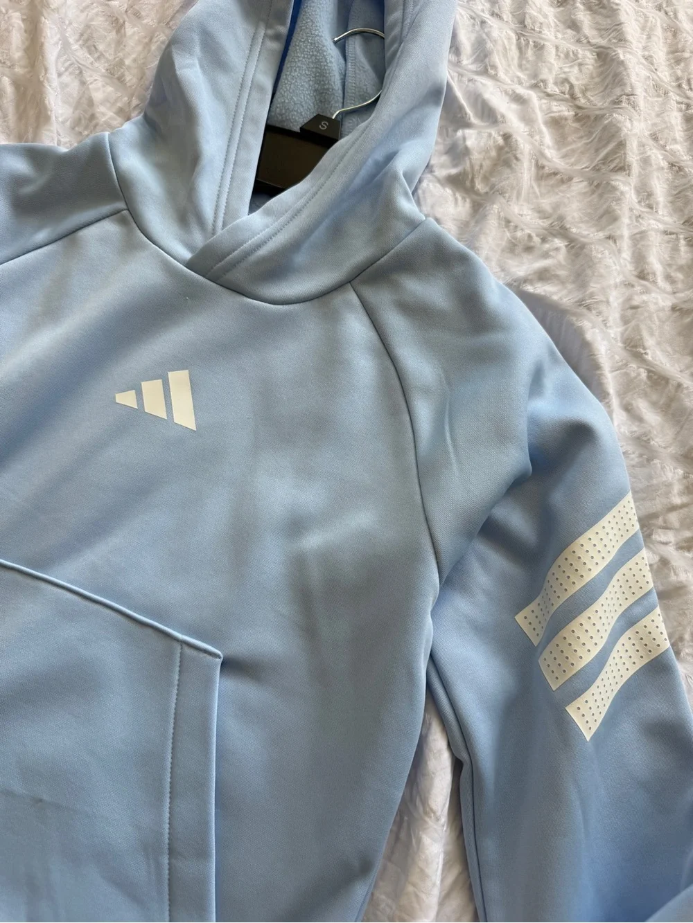 adidas Light Blue Pullover Hoodie with White Logo Accent